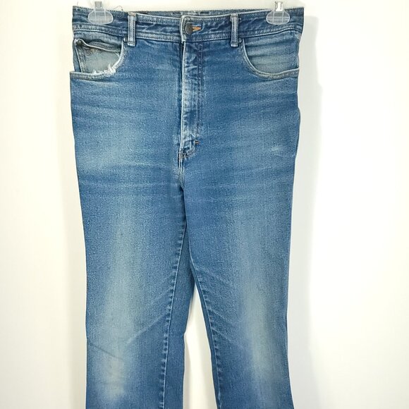 Vintage Sergio Valente Denim Jeans Men's 34L Indigo Blue Distressed Retro - Picture 1 of 12
